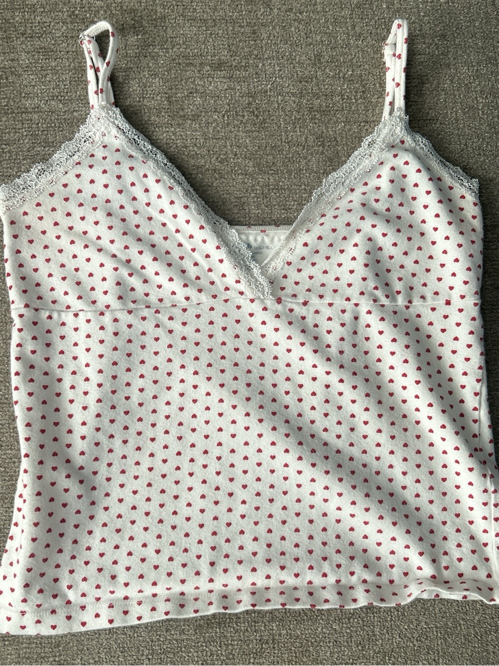 Brandy Melville White Cami with Small Red Heart Print